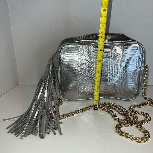 Victoria's Secret Metallic Silver Cross Body Bag Limited EditionGold Hardware - Picture 3 of 8